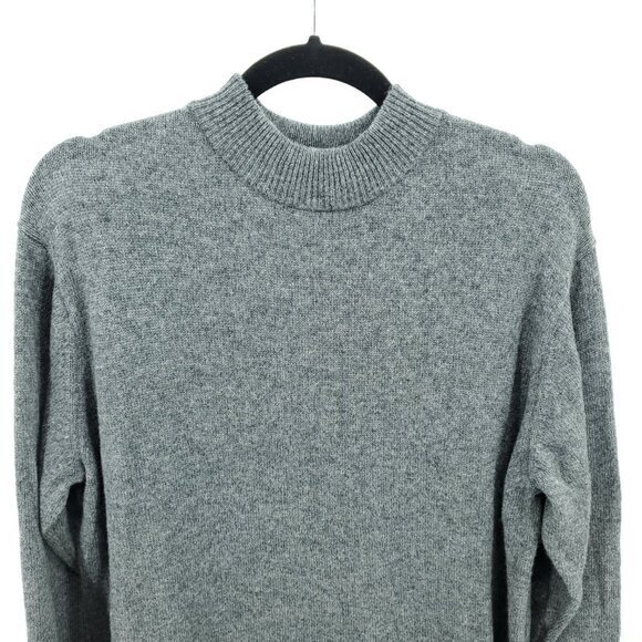 Muji 100% Wool Mock Neck Relaxed Fit Midi Sweater Dress L Gray - Picture 5 of 16